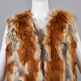 1970s Red Fox Fur Vest with Leather Trim