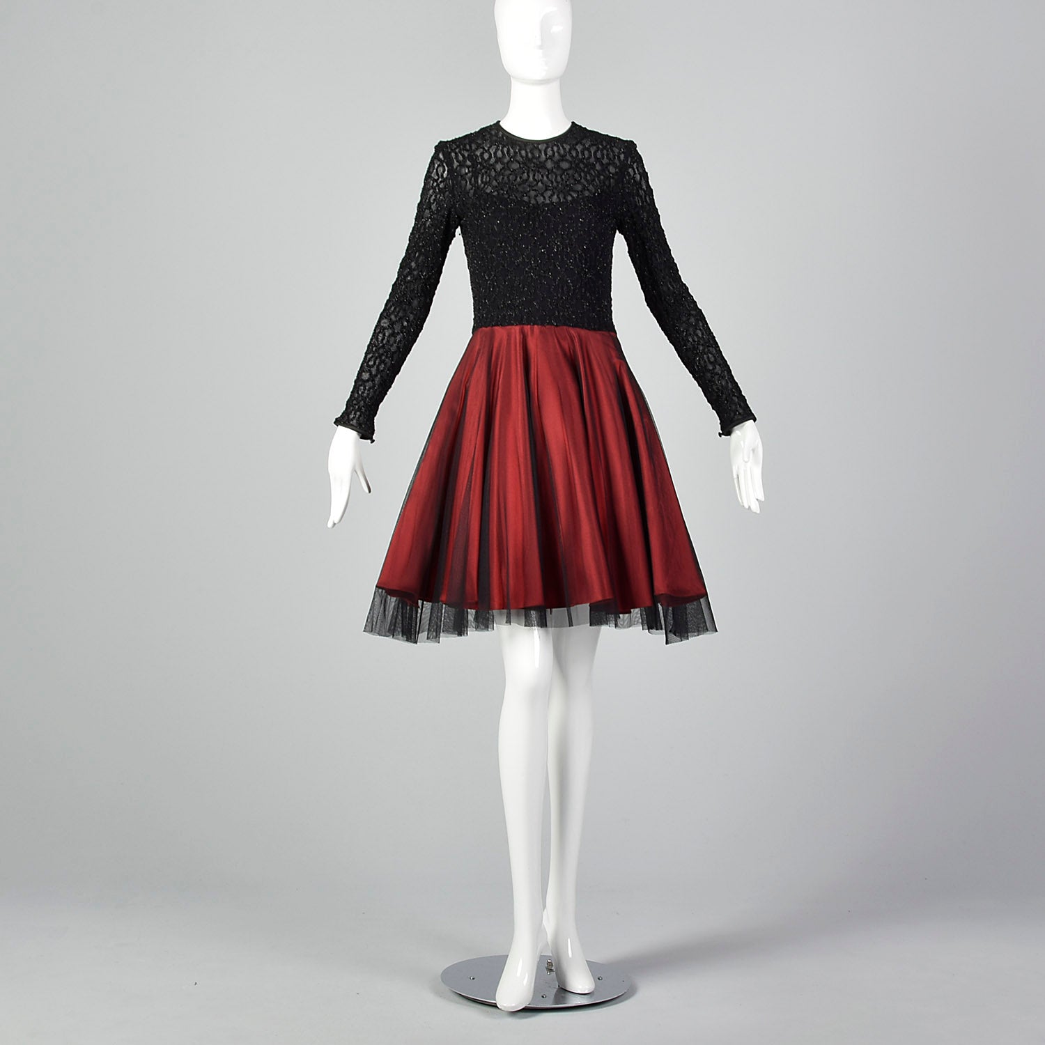 1990s Red and Black Cocktail Dress