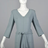 1990s Oscar De La Renta Light Blue Day Dress