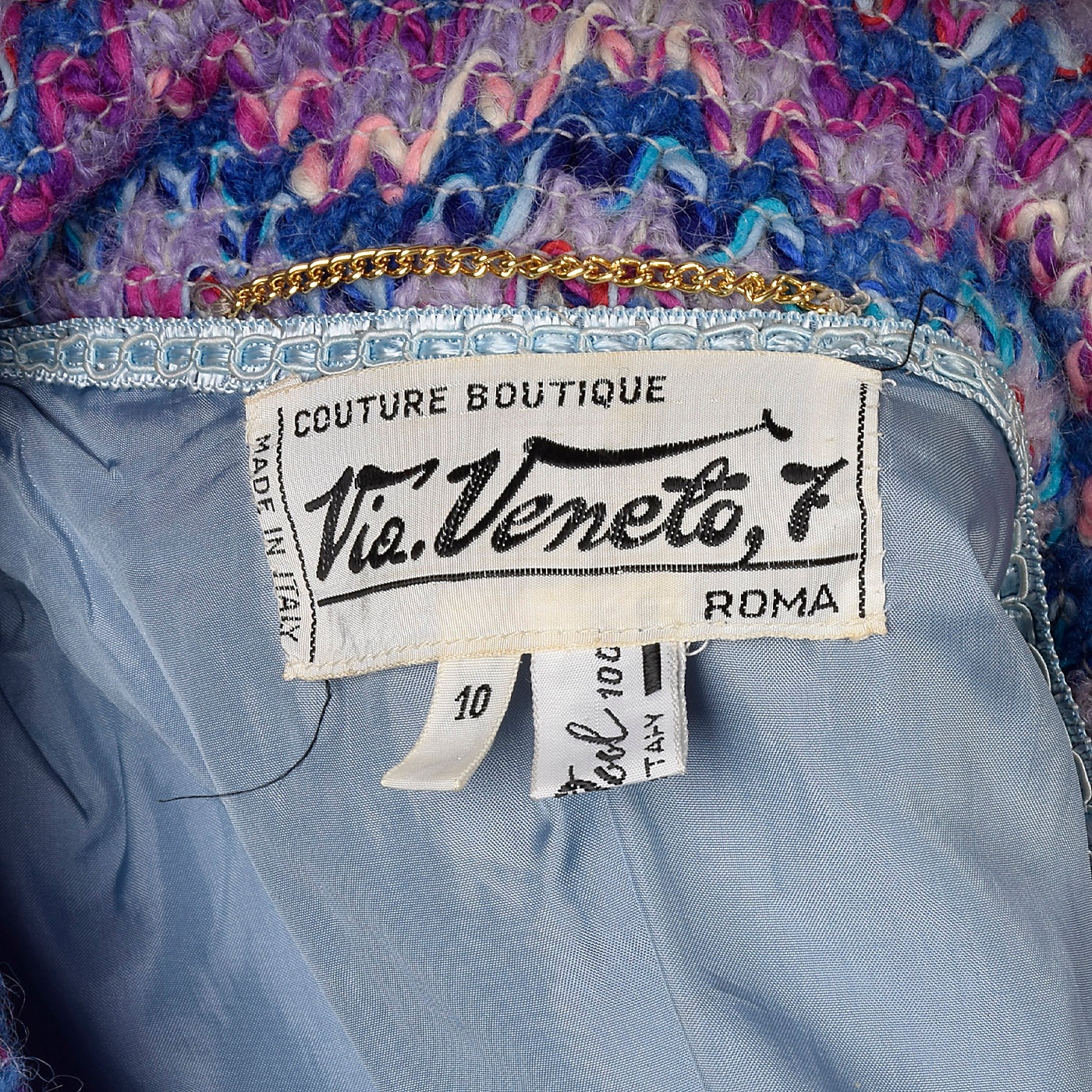 1970s Via Veneto Couture Boutique Purple Tweed Skirt Suit