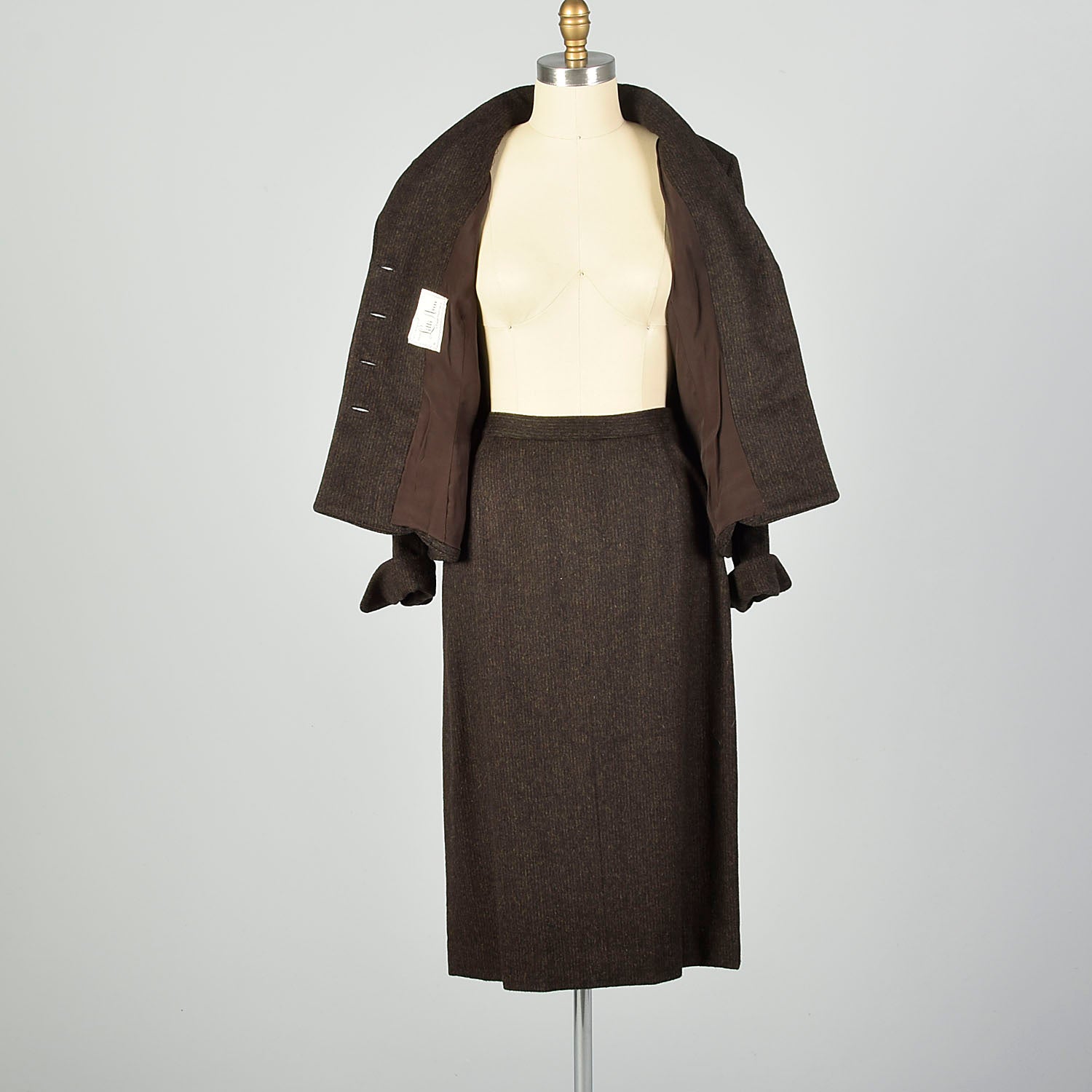 Medium 1950s Lilli Ann Skirt Suit Brown Wool Peplum Jacket Hourglass