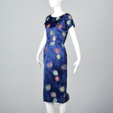1960s Blue Brocade Dress with Matching Jacket
