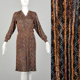 Small 1980s Dress Missoni Metallic Knit Knee Length Long Sleeve Sweater Party