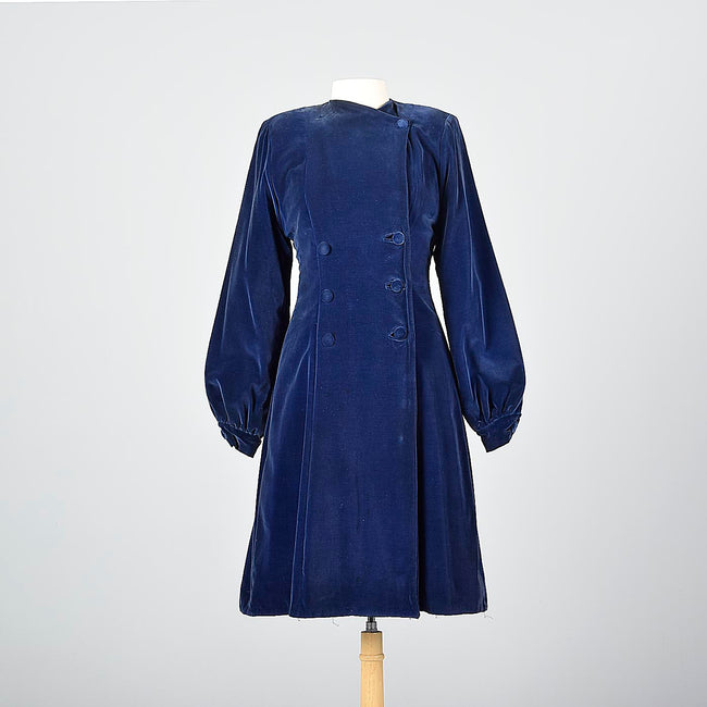 1940s Blue Velvet Princess Coat