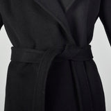 Small Black Heavyweight Wool 1970s Trench Coat