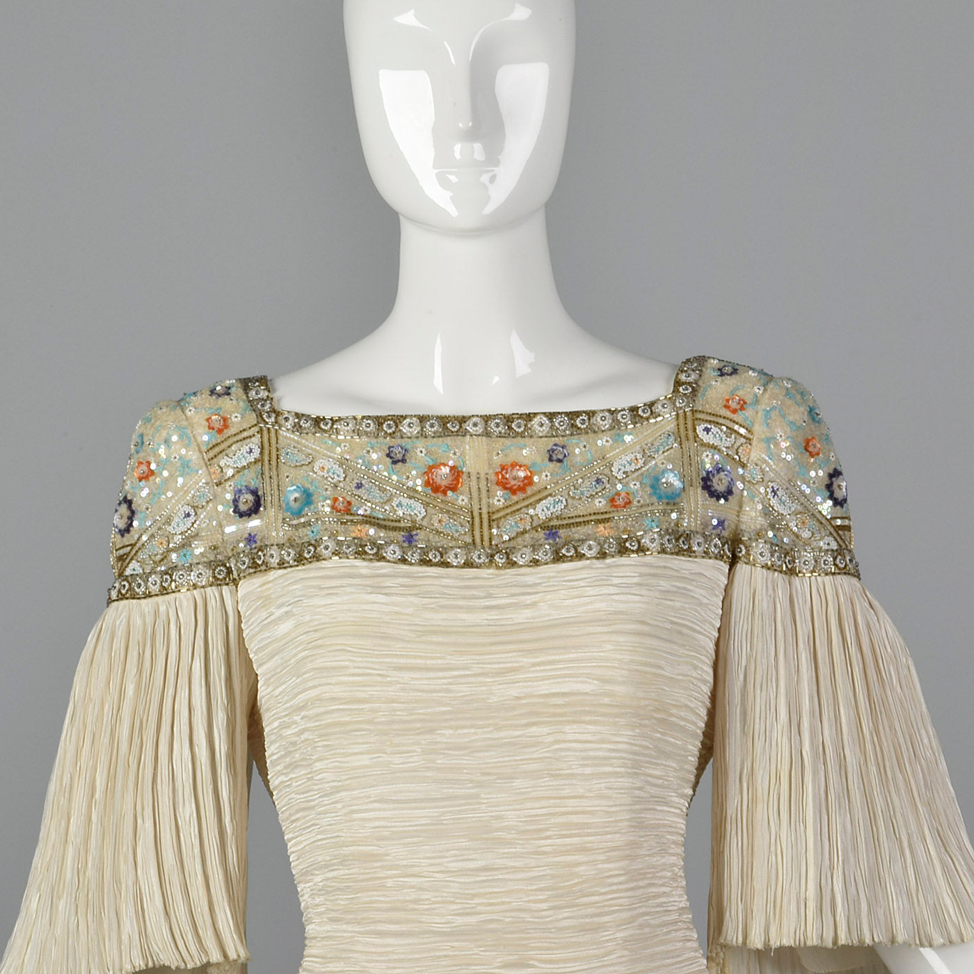 1980s Mary McFadden Dress with Beaded Neckline