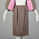 XS-Small 1960s Ben Zuckerman Brown Plaid Skirt Suit