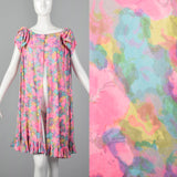 1960s Lucie Ann Wrap Robe in Pink Floral Print
