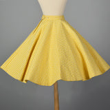 1950s Yellow Gingham Quilted Circle Skirt