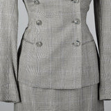 1990s Richard Tyler Black & White Plaid Skirt Suit