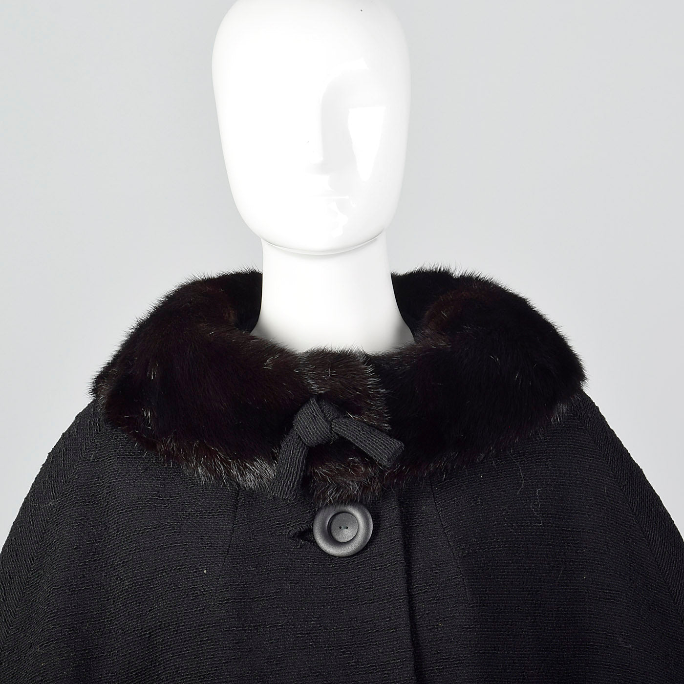 1950s Black Wool Coat with Mink Collar