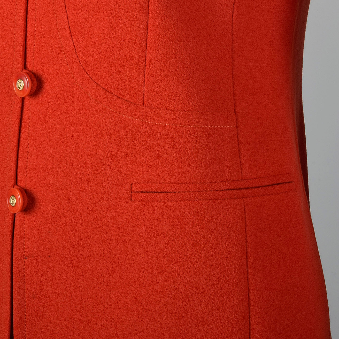 1980s Louis Feraud Red Skirt Suit in Wool Crepe