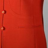 1980s Louis Feraud Red Skirt Suit in Wool Crepe