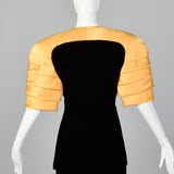 1980s Ingrid Luhn Black Velvet Skirt Suit with Gold Shoulders