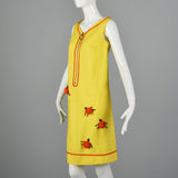 1960s Zip Front Dress with Pom Pom Ladybugs