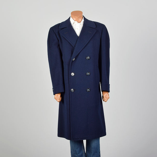 Large 1950s NavyDouble Breasted  Coat