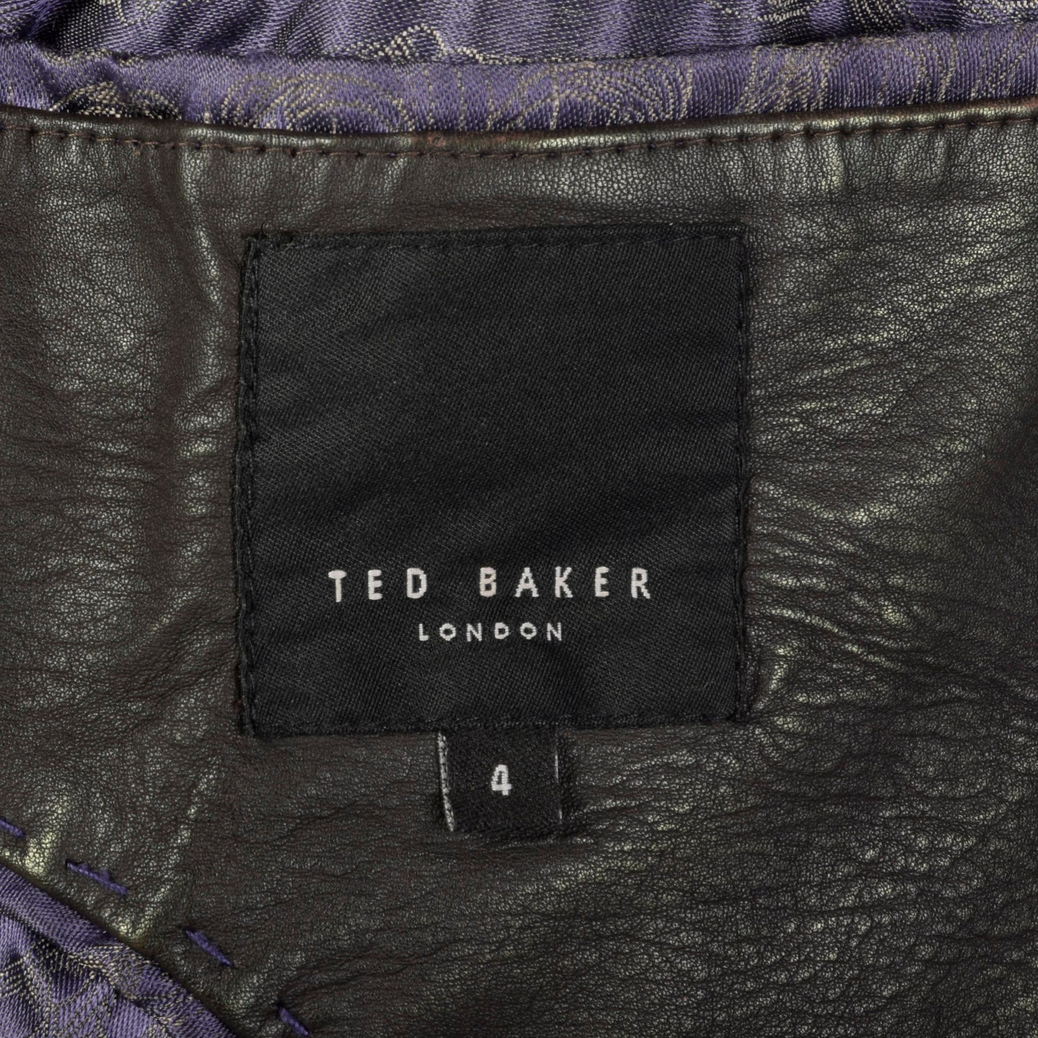 Small-Medium Ted Baker Cafe Racer Black Leather Jacket