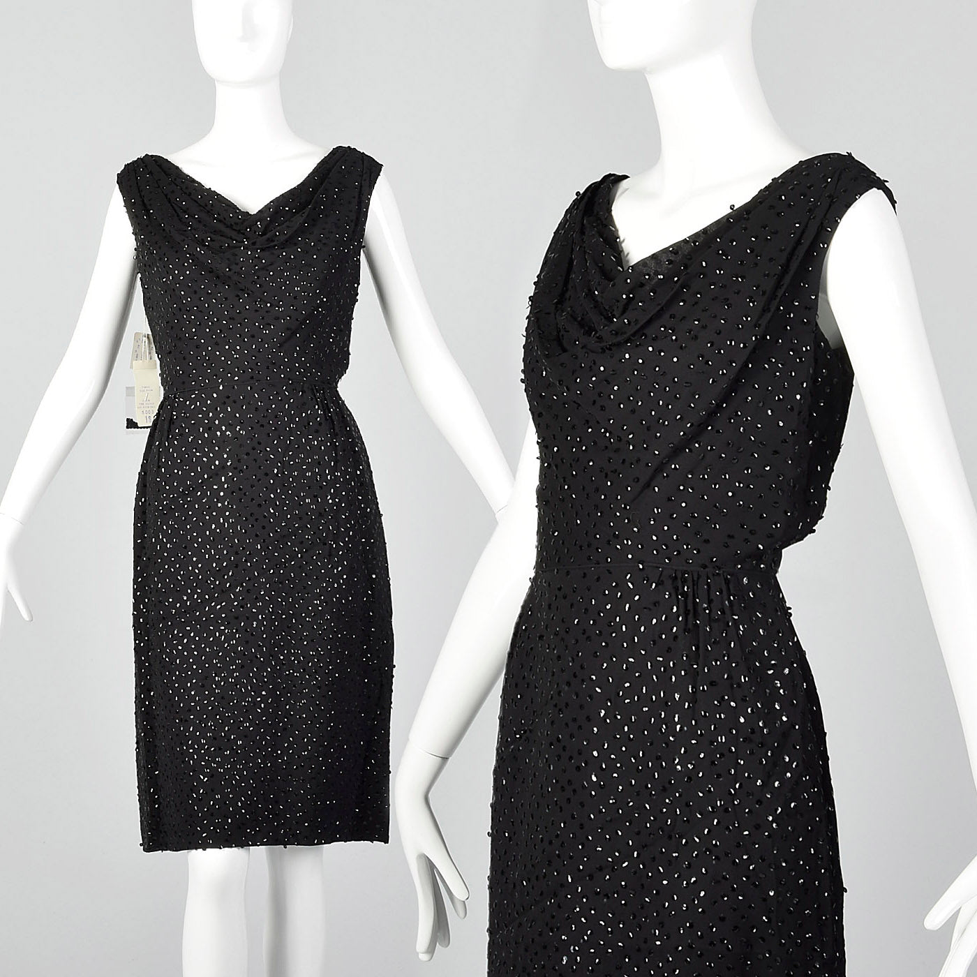 Medium 1960s Deadstock Black Sequin Dress
