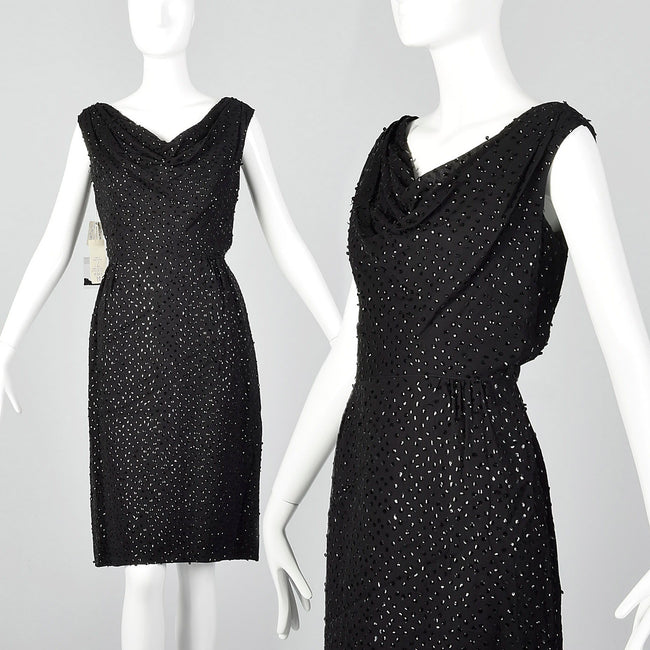 Medium 1960s Deadstock Black Sequin Dress