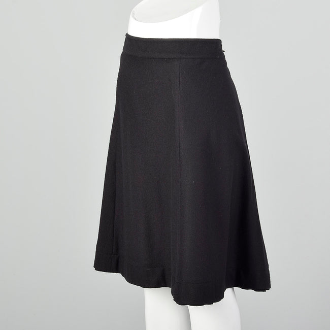 Large Prada Black Wool Flannel Skirt