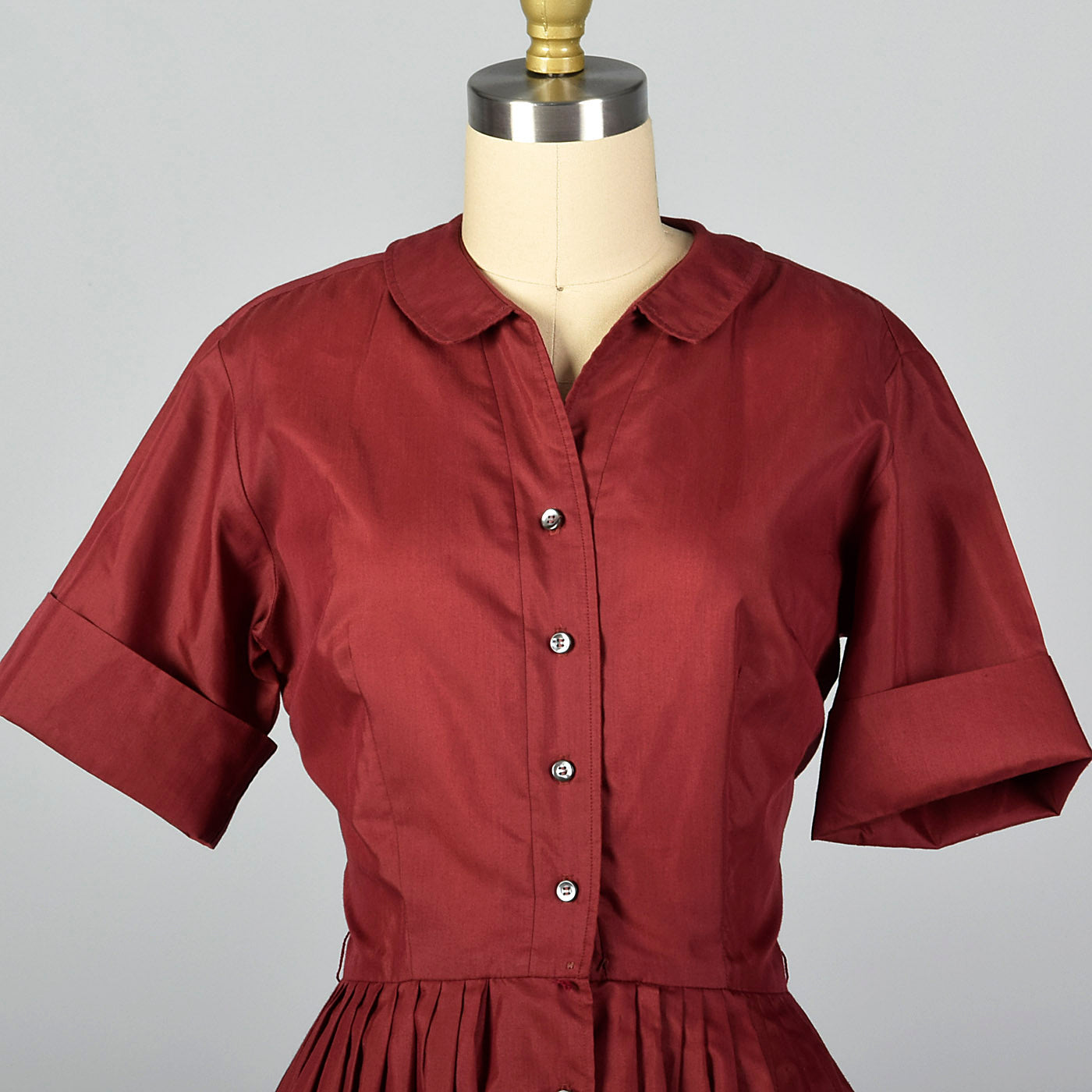 1960s Burgundy Shirt Dress