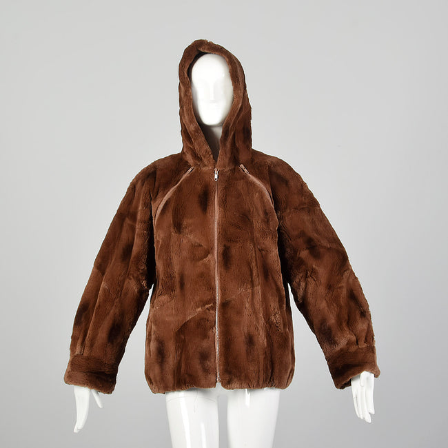 Small-Medium 1990s Nina Ricci Brown Fur Hooded Coat