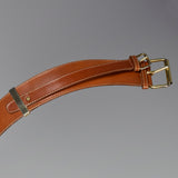 Brown Leather Belt with Double Gold Buckles