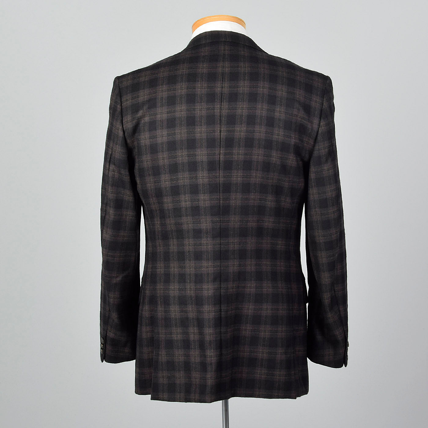 2000s Zegna Z Charcoal and Black Plaid Jacket