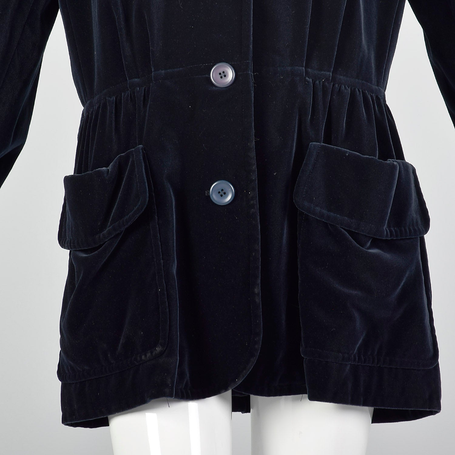 XL Escada 1980s Navy Blue Velvet Parka Coat