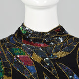 Small Judith Ann Late 1970s Sequin Cocktail Dress
