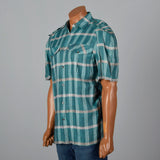 1990s Ted Lapidus Mens Blue Plaid Shirt