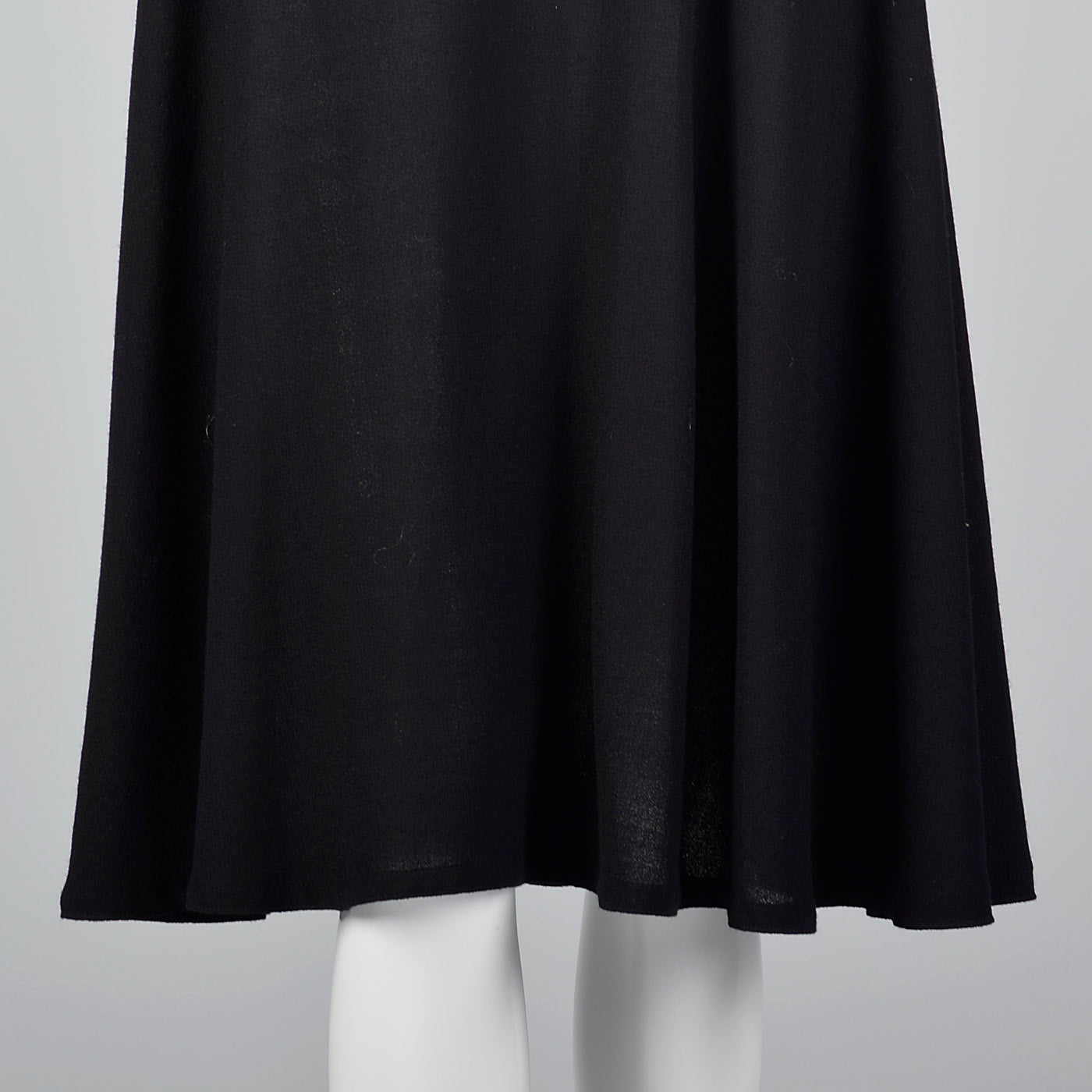 1970s Adele Simpson Black Wool Dress with Drop Waist