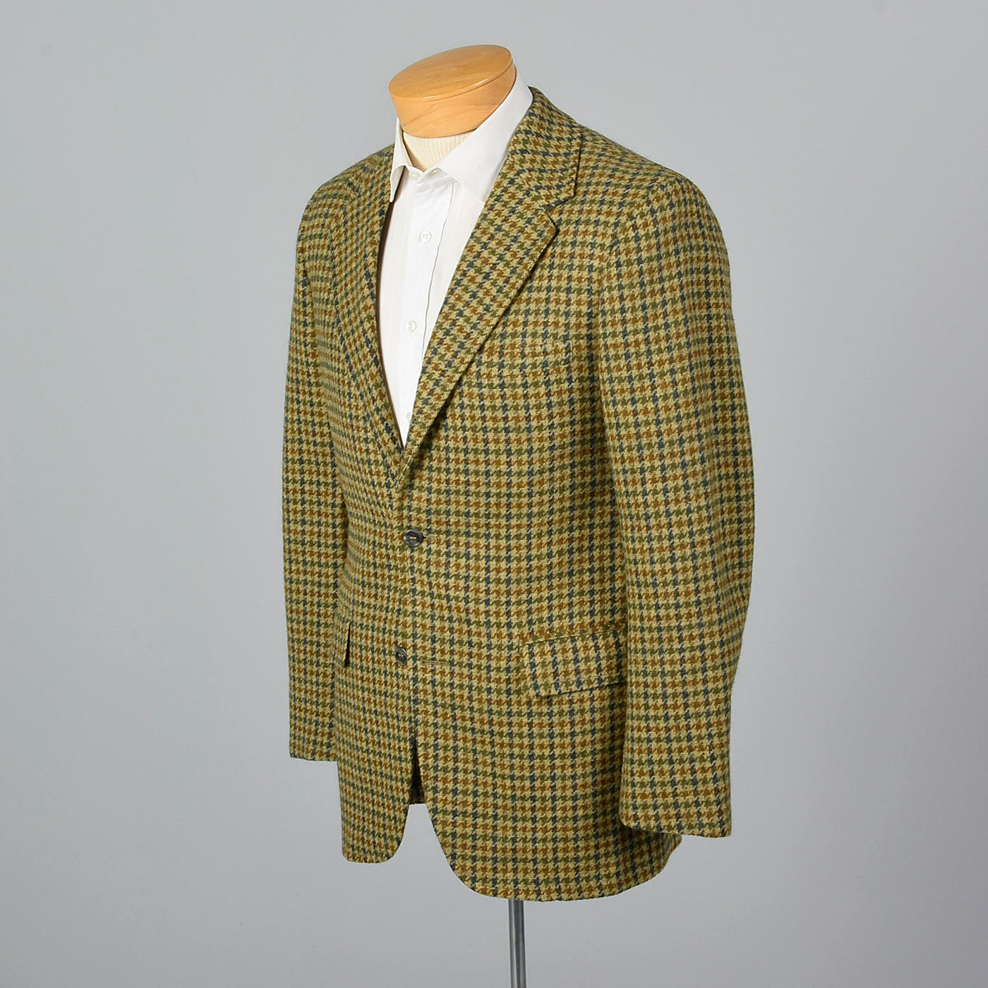 1960s Mens Tweed Jacket in Gold Houndstooth