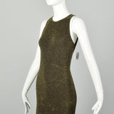 Wolford Metallic Gold Dress Keyhole Back Sexy Stretch Bodycon