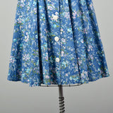 XXL 1940s Blue Cotton Day Dress Floral Deadstock Volup Summer Casual