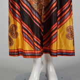 1970s Bohemian Multi-Color Long Sleeve Maxi Costume Dress