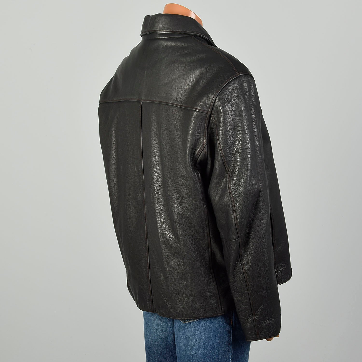 XXL 2000s Marc New York Jacket Classic Zip-Front Black Leather Winter Coat