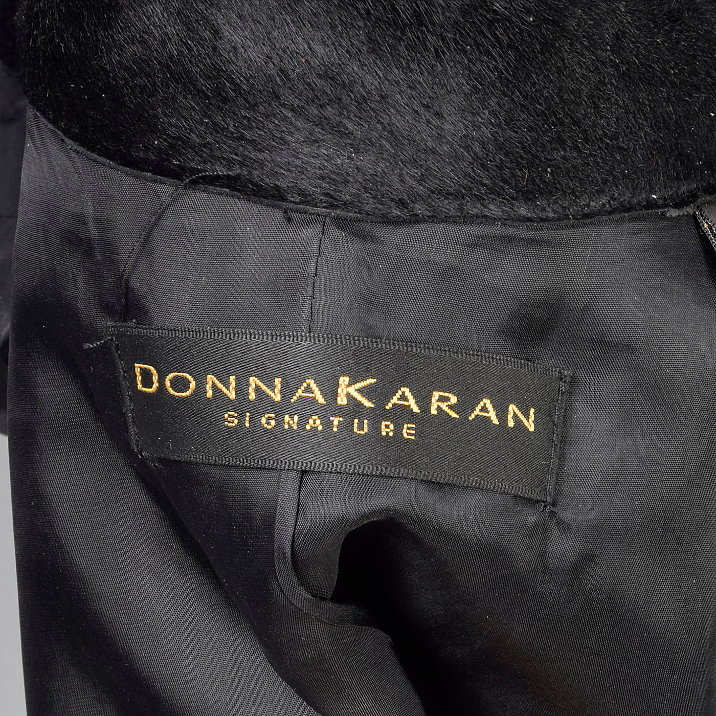 1990s Donna Karan Signature Black Pony Hair Coat