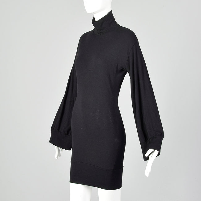 XS Yohji Yamamoto Sexy Black Bell Sleeve Dress