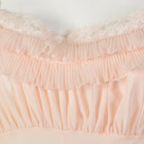 1950s Pink Nylon Nightgown with Ruffle Trim