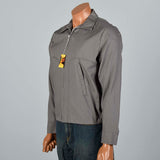 Medium 1950s Deadstock Gray Lightweight Jacket with Adjustable Cuffs