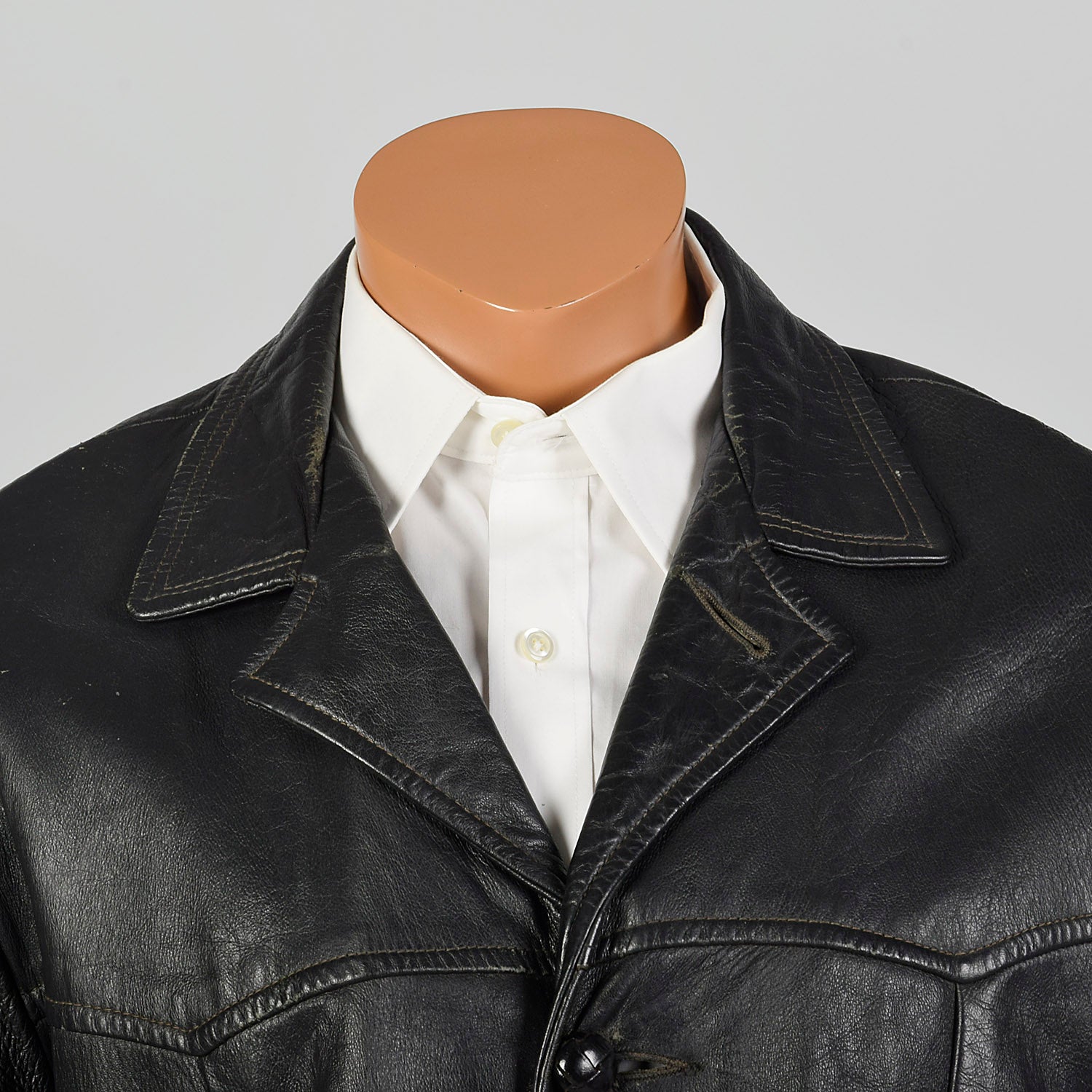 Large 1950s Black Leather Jacket