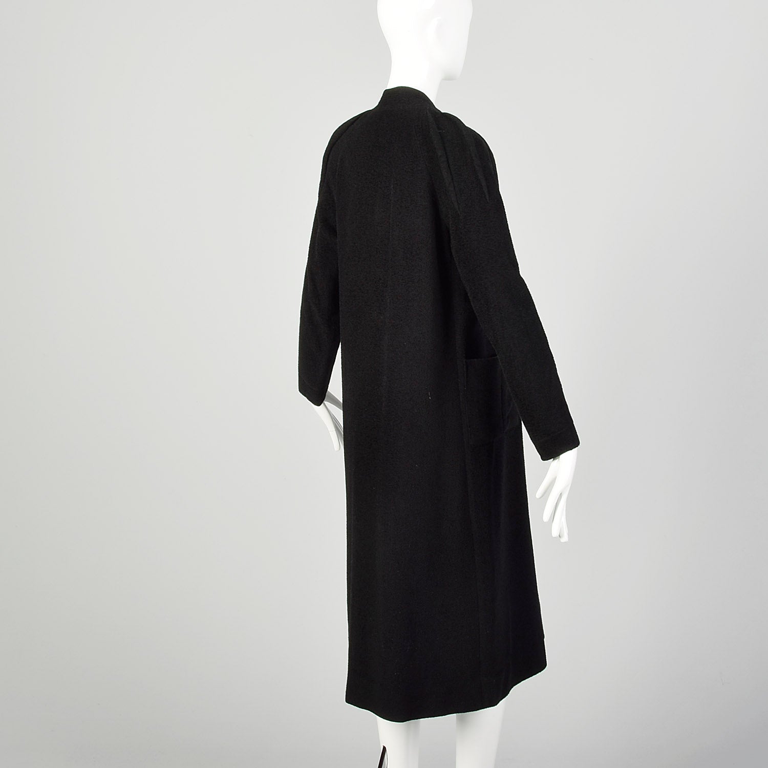 Medium 1930s Swing Coat Long Sleeve Soft Black Patch Pockets Winter