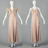 1940s Blush Evening Gown with Dramatic Bust