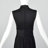 1970s Black Jersey Knit Maxi Dress