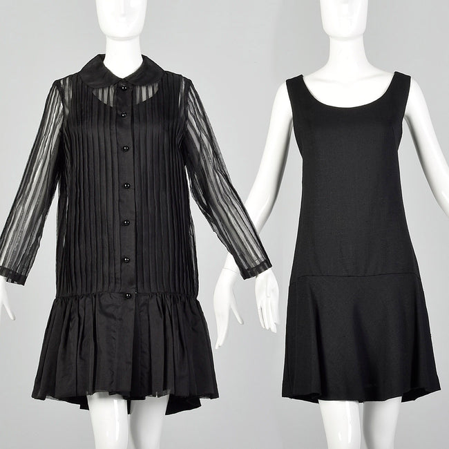 Medium 1960s Black Dress Set