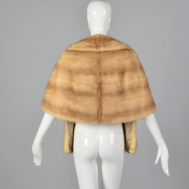 1960s Buff Mink Stole with Pockets