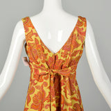 Medium 1970s Boho Dress Psychedelic Bohemian Tie Back Waist