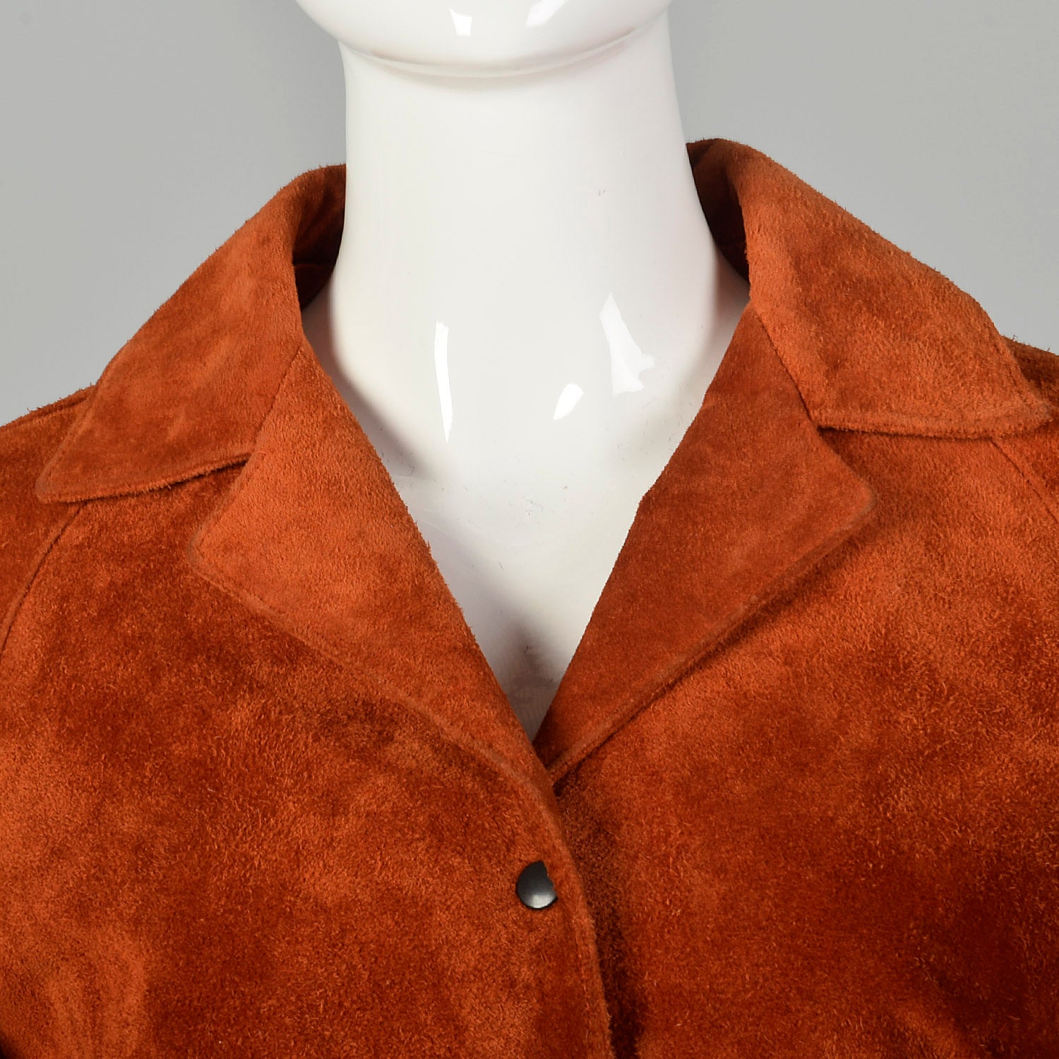 Small 1970s Anne Klein Rust Suede LeatherJacket Boho Autumn Outerwear with Snap Front