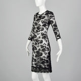 1990s Black Stretch Dress in Sexy Sheer Lace